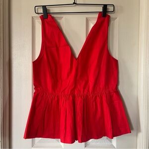 J. Crew Vibrant Red V-Neck Tank Top